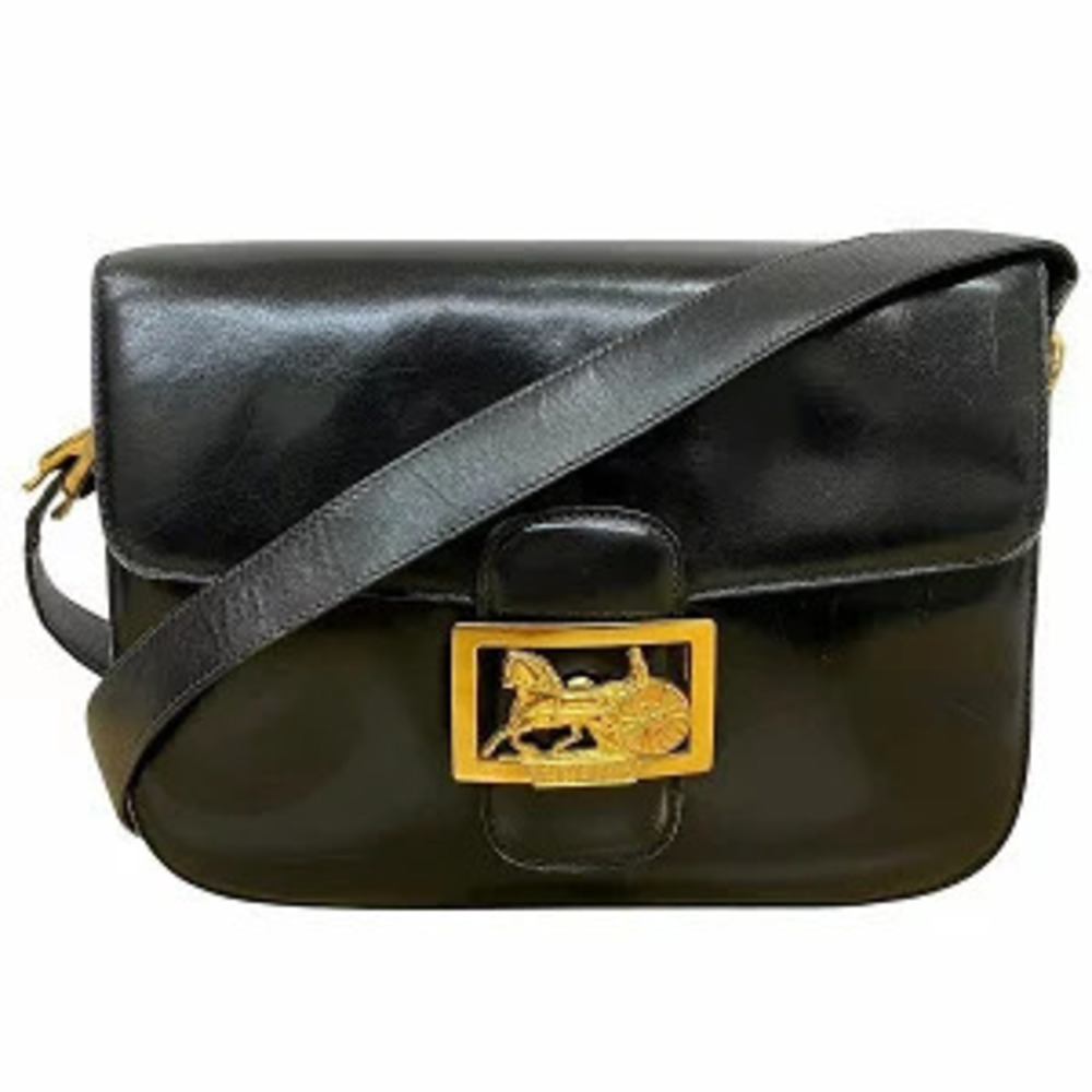 Celine carriage black leather bag shoulder